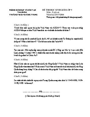 Đê thi hoc sinh gioi lơp 9 môn Lich sư năm hoc 2015-2016 - Trương Thcs Phương Trung